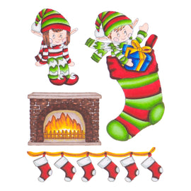 Elves and Stockings Stamp & Colour Outline Stamp CO728507