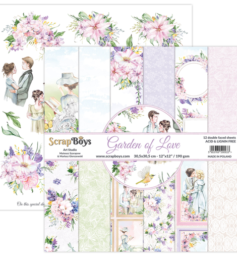 Garden Of Love Collection 12 x 12in Double Sided Paper - Scrap Boys GALO-08