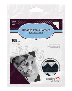 3L Scrapbook Adhesive Photo Corners Black Classic Paper (108pcs) 3L01626