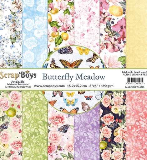 Butterfly Meadow Collection 6 x 6in Double Sided Paper - Scrap Boys