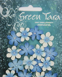 20 Bright Blue Mini Flowers (MFBB)