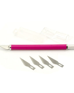 Couture Creations Precision Craft Knife with pink rubber handle + 5 blades