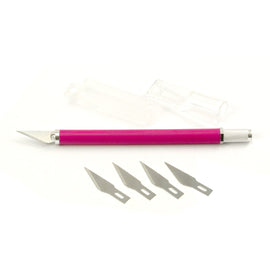 Couture Creations Precision Craft Knife with pink rubber handle + 5 blades