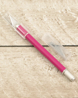 Precision Craft Knife with pink rubber handle + 5 blades CO726809