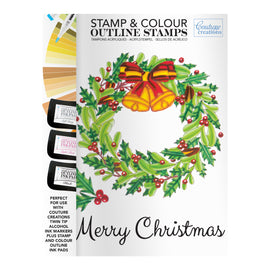 Merry Wreath Stamp & Colour Outline Stamp CO728505