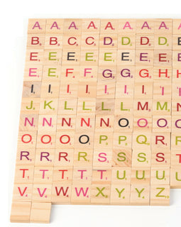 Coloured Alphabet Scrabble Tiles (Wooden)