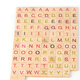 Coloured Alphabet Scrabble Tiles (Wooden)