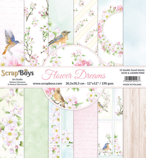 Flower Dreams Collection 12 x 12in Double Sided Paper - Scrap Boys FLDR-08