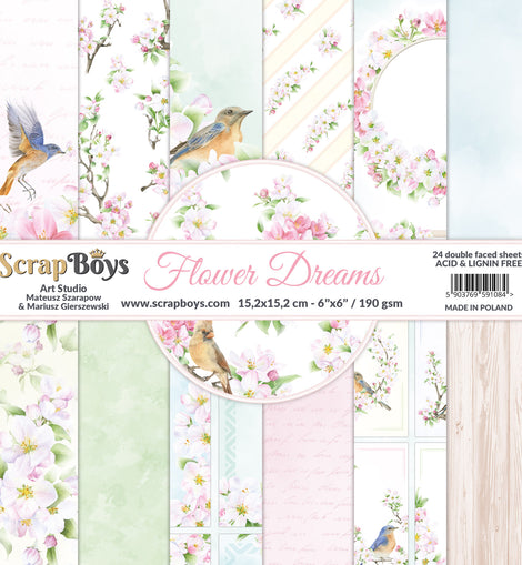 Flower Dreams Collection 6 x 6in Double Sided Paper - Scrap Boys FLDR-09