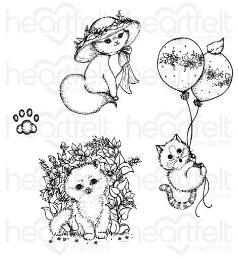 Playful Miss Kitty Cling Stamp Set (HCPC-3877)