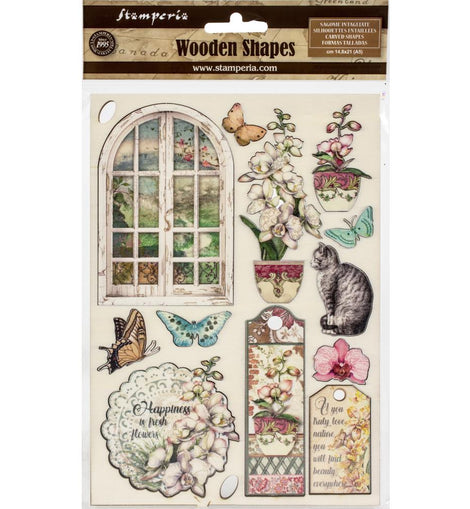 Window Wooden Shapes from Orchids and Cats Collection KLSP087