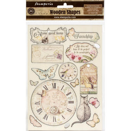 Clock & Labels Wooden Shapes from Orchids and Cats Collection KLSP090