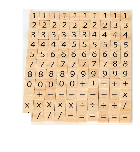 Numbers & Symbols Scrabble Tiles (Wooden)