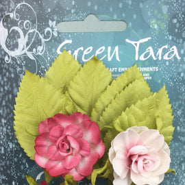 Soft Red Tea Roses with Leaves (TRR)