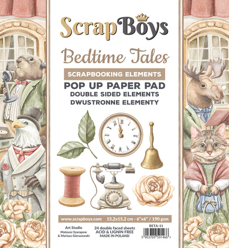 Bedtime Tales Pop Up Paper Pad 6 x 6in Double Sided Paper - Scrap Boys BETA-11